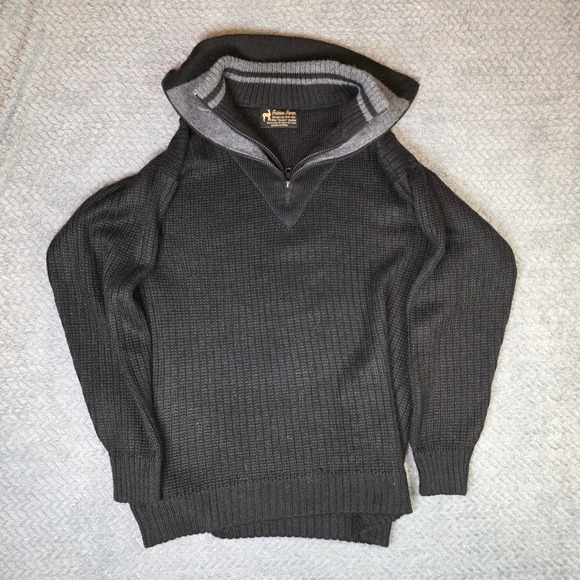 Fashion Forum Other - Fashion Forum 80% Alpaca 1/4 Zip Sweater Mens L Black Gray Made in Peru Pullover